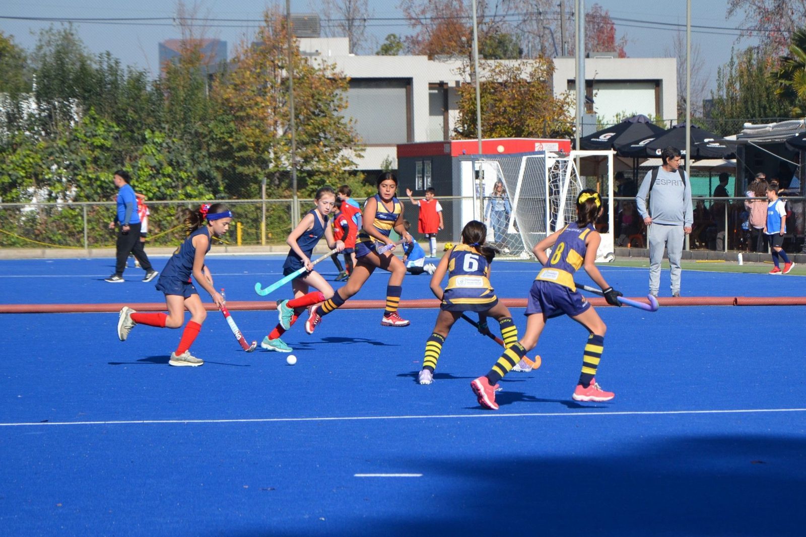 Niñas de Old Locks jugando hockey